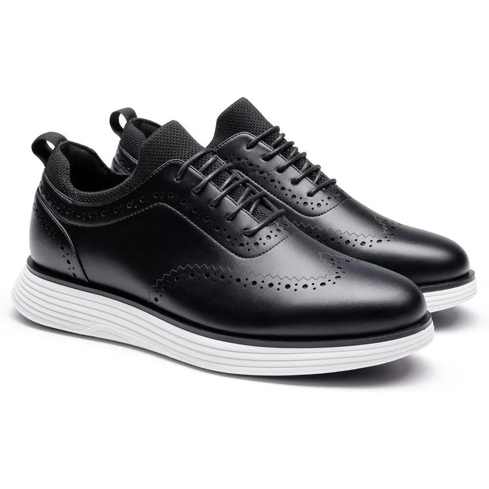 Men's Black Leather Classic Business Formal Casual Wingtip Dress Oxford Shoes